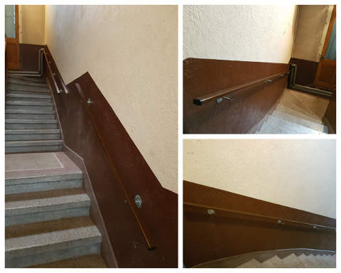 rampe escalier fer coloris marron peinture antirouille 